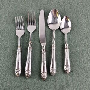 5 Piece Place Setting Pier 1 Imports PII15 Flatware Stainless 18/8 India Vintage